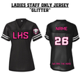 STAFF ONLY LHS Ladies Football Jersey - BLACK & PINK GLITTER