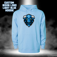 CUSTOM Bison Logo Hoodie - Light Blue