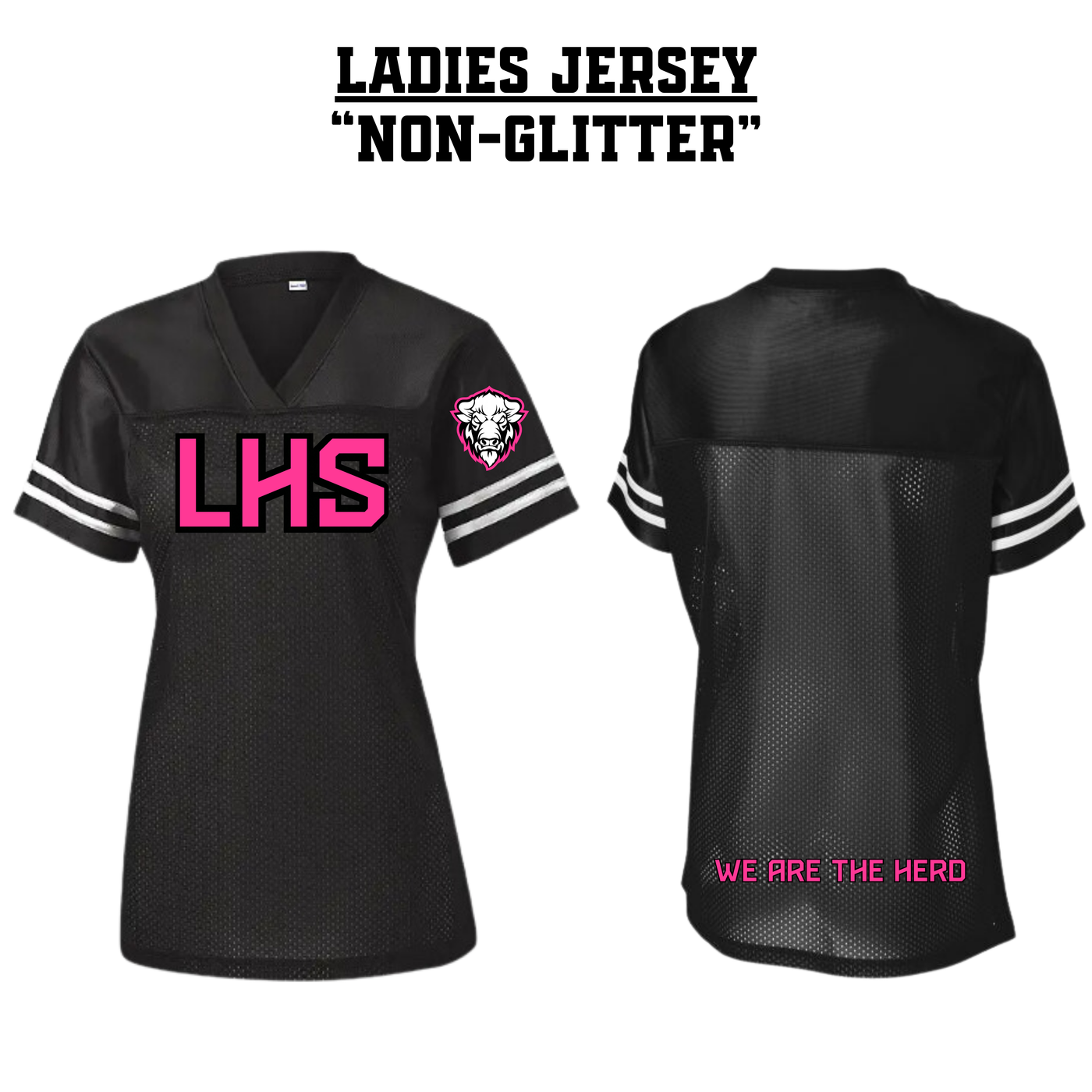 CUSTOM LHS Ladies Football Jersey - BLACK & PINK NON-GLITTER