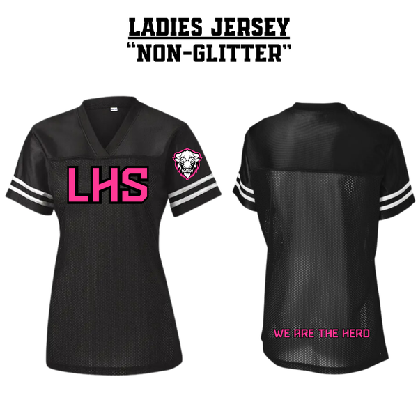 CUSTOM LHS Ladies Football Jersey - BLACK & PINK NON-GLITTER