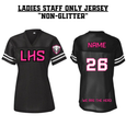 STAFF ONLY LHS Ladies Football Jersey - BLACK & PINK NON-GLITTER