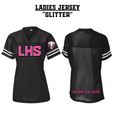 CUSTOM LHS Ladies Football Jersey - BLACK, WHITE & PINK GLITTER