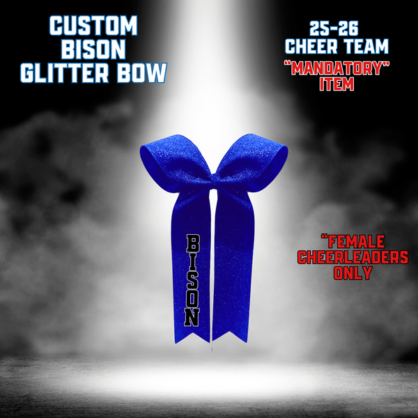 25-26 Cheer Team Glitter Cheer Bows-BLUE (BISON OR SENIOR OPTIONS)