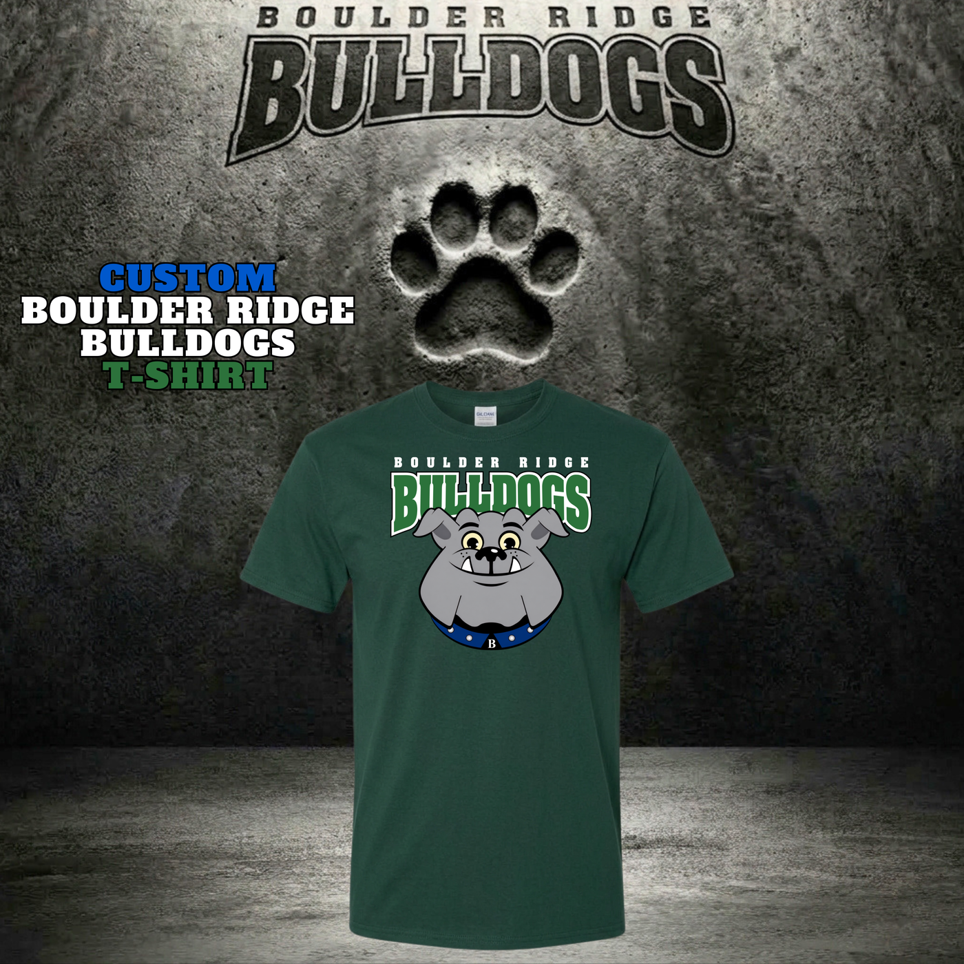 Boulder Ridge Bulldogs T-shirt - FOREST GREEN
