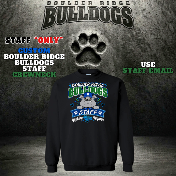 Boulder Ridge Bulldogs Staff Crewneck Sweater- BLACK - "STAFF ONLY"