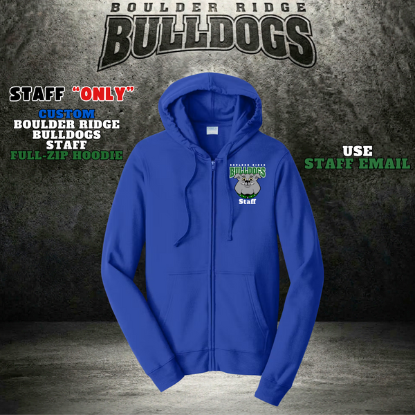 Boulder Ridge Bulldogs Full-Zip Hoodie - ROYAL BLUE- "STAFF ONLY"