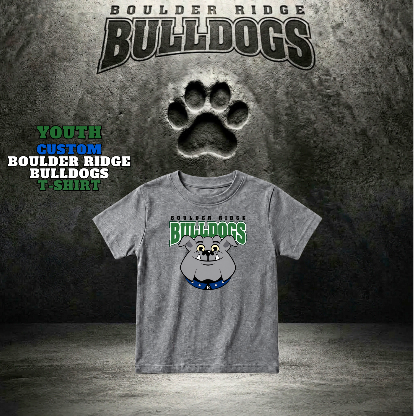 YOUTH Boulder Ridge Bulldogs T-shirt - GRAPHITE HEATHER