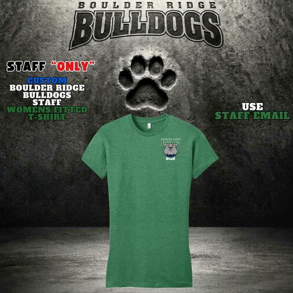 Boulder Ridge Bulldogs Staff Womens Fitted T-shirt - HEATHER KELLY GREEN