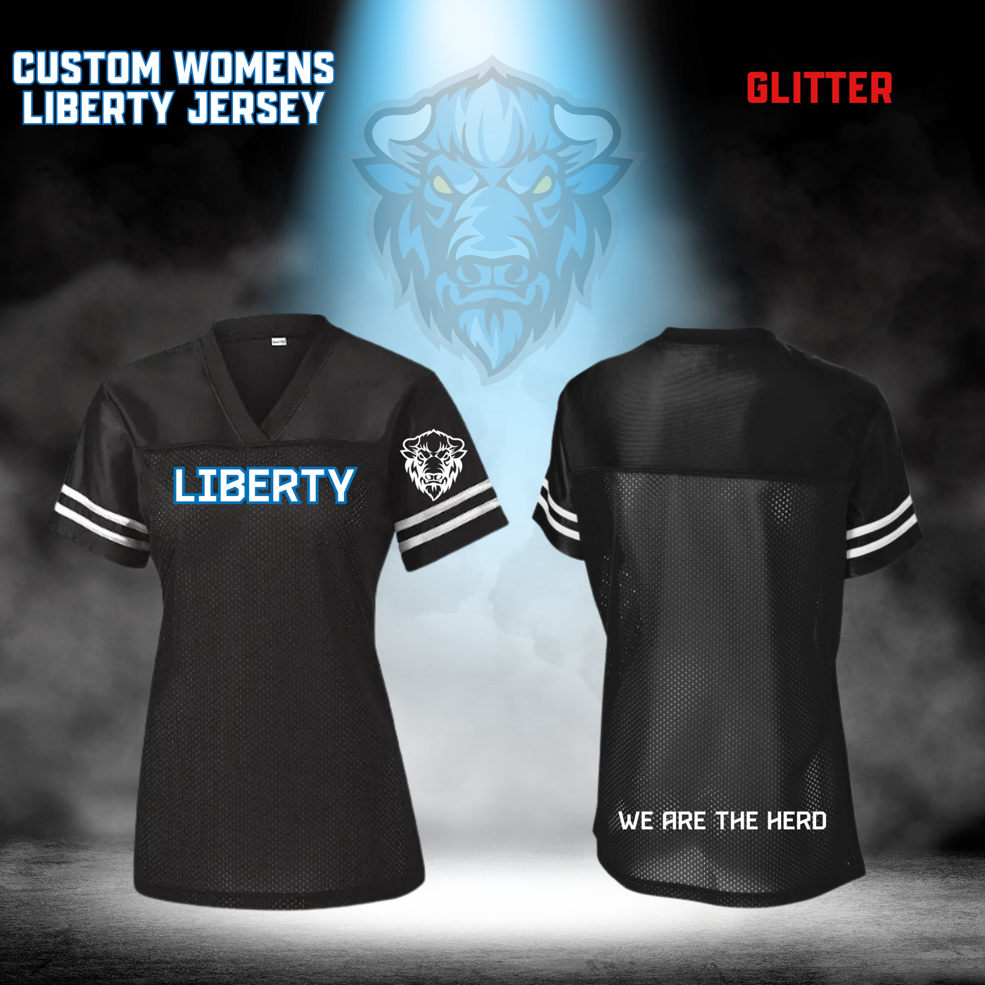CUSTOM Liberty Womens Football Jersey - BLACK GLITTER