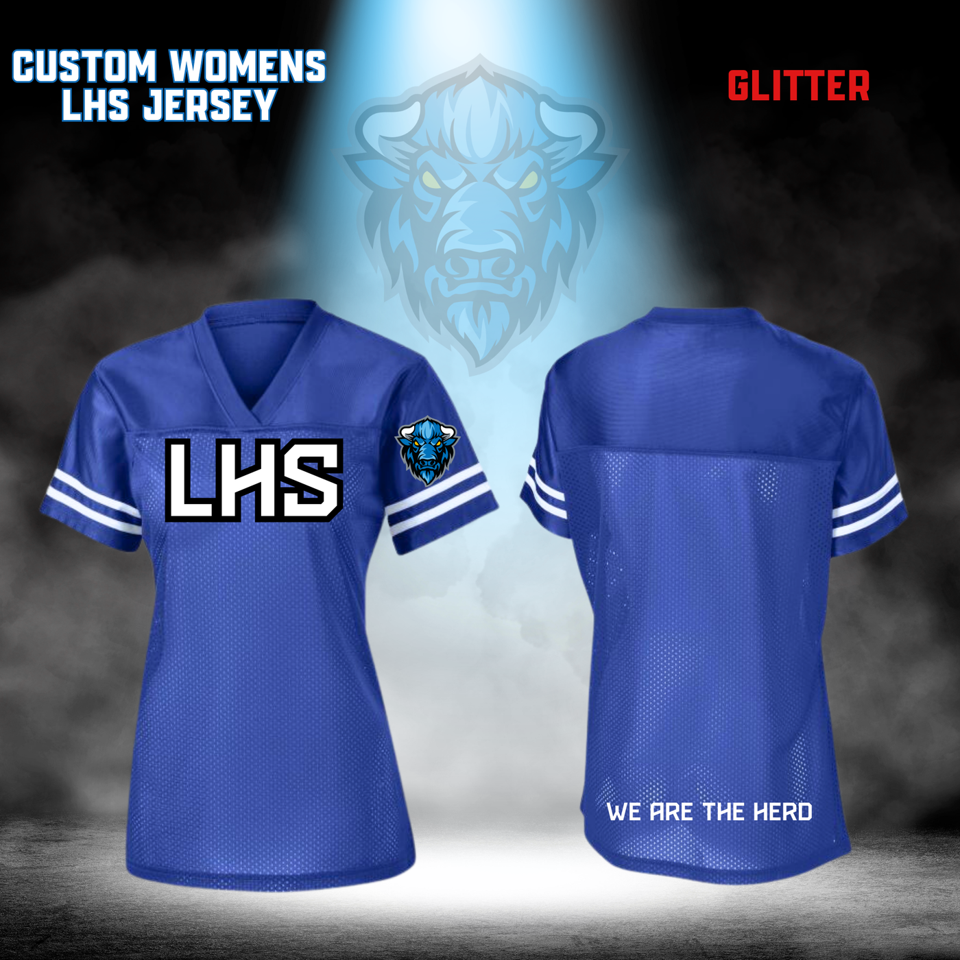 CUSTOM LHS Womens Football Jersey - BLUE GLITTER
