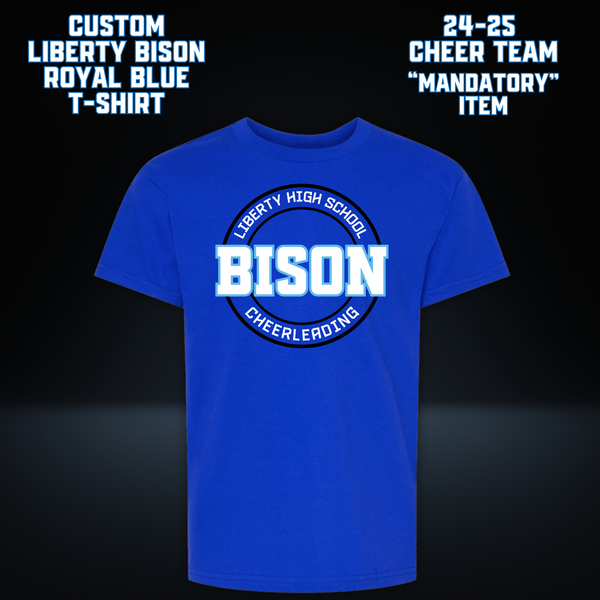 24 25 CHEER TEAM CUSTOM Liberty Bison Royal Blue T Shirt Summers Lane