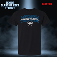 CUSTOM GLITTER Senior Class of 2027 Bow T-Shirt - BLACK
