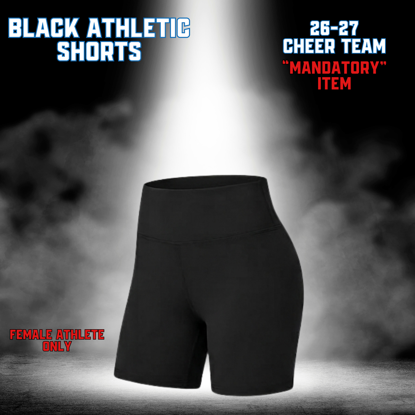 26-27 Cheer Team Black Athletic Cheer Shorts