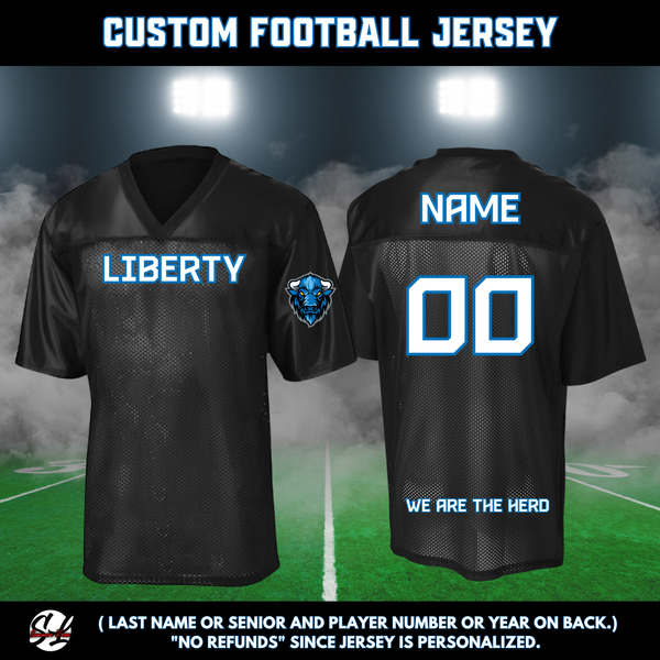 CUSTOM LIBERTY Mens Football Jersey - BLACK NON-GLITTER