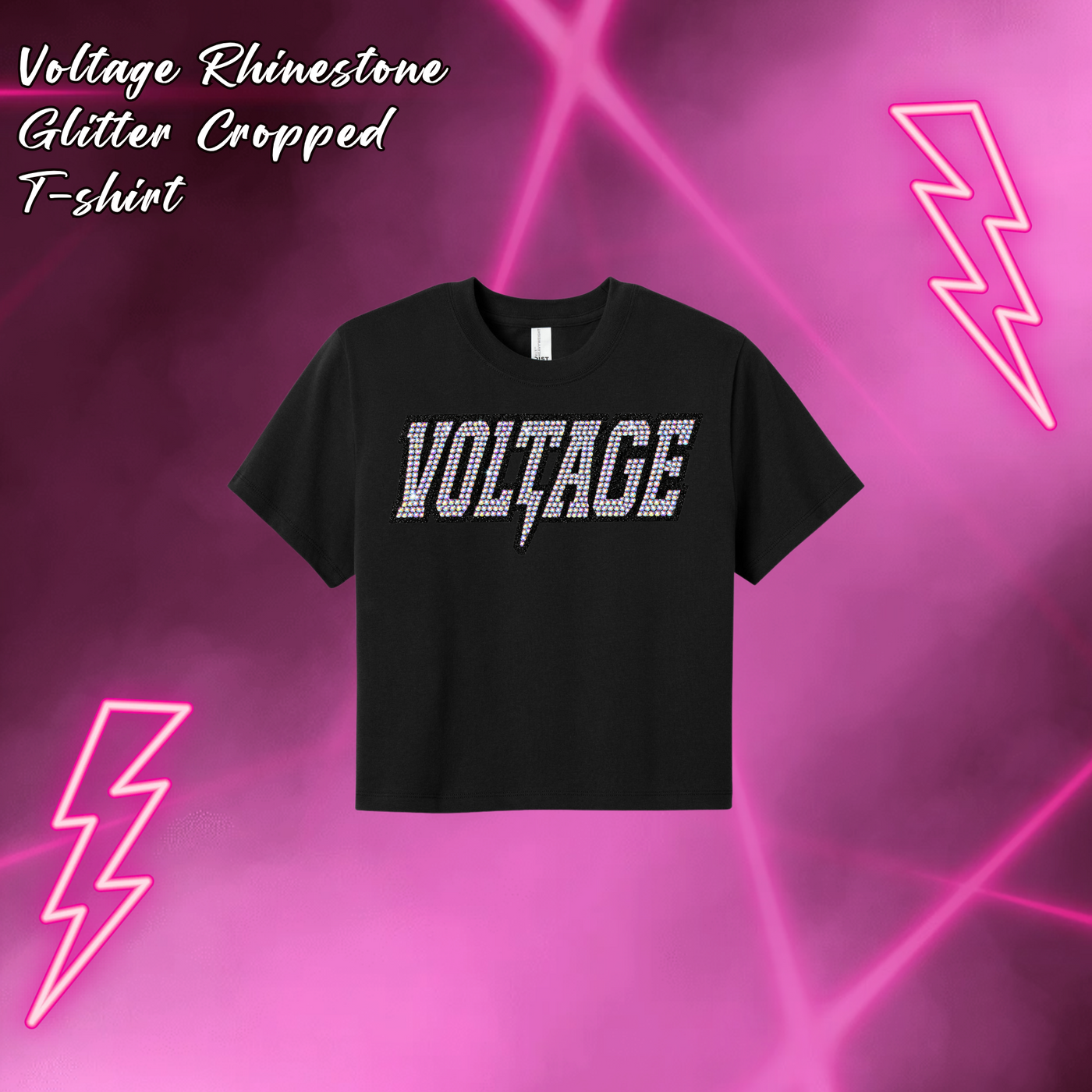 Voltage Rhinestone Glitter Cropped T-Shirt - ADULT