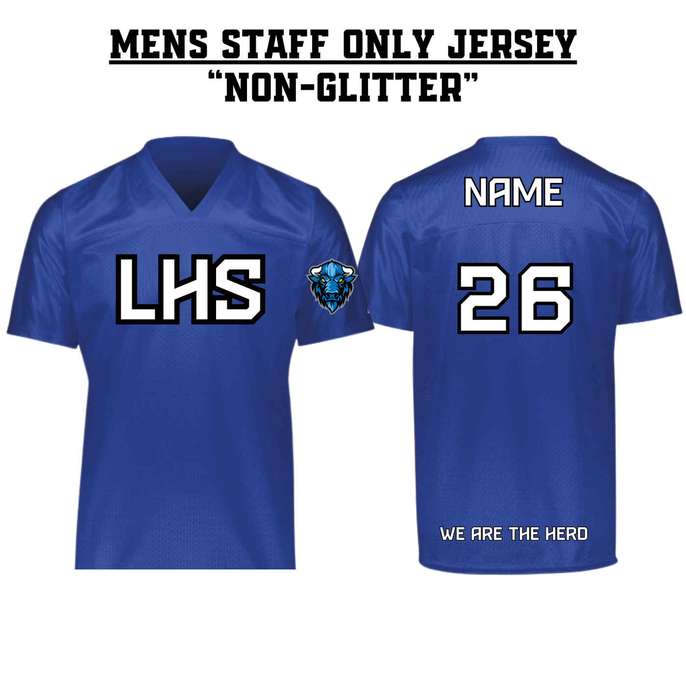 STAFF ONLY LHS Mens Football Jersey - BLUE NON-GLITTER
