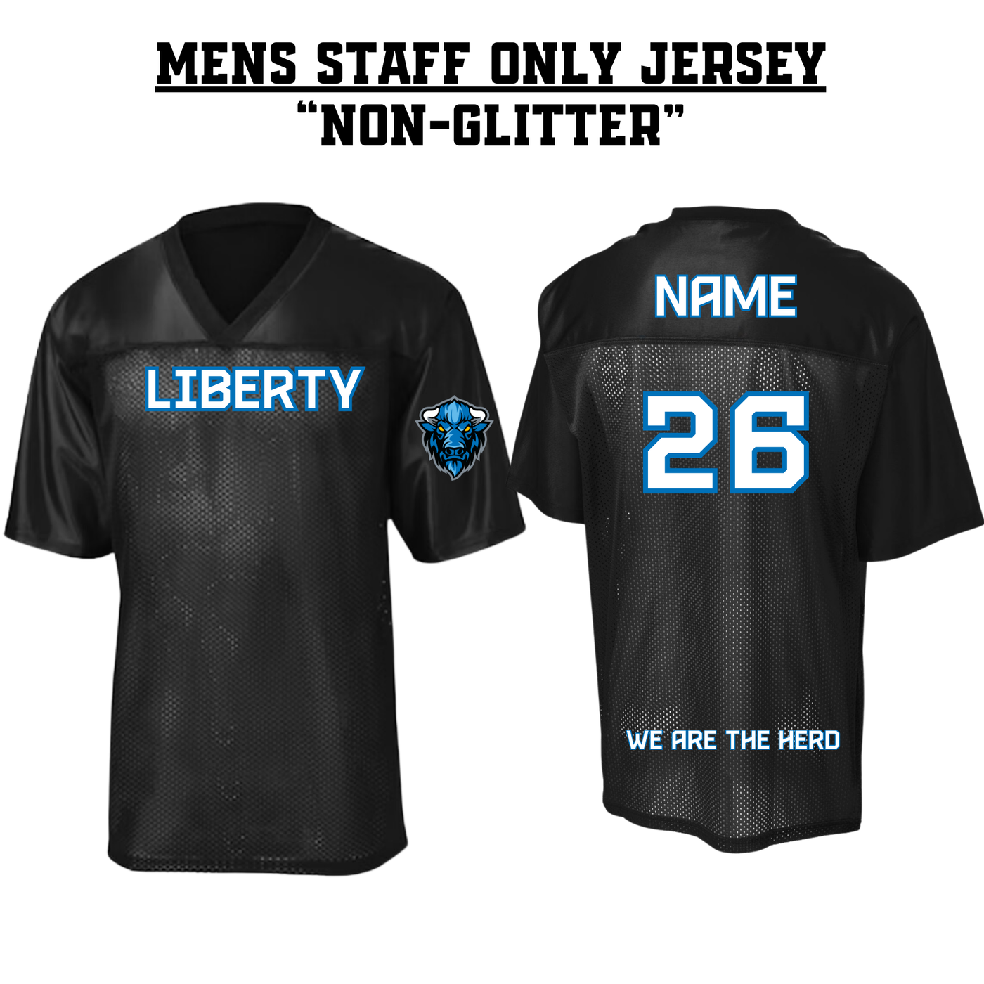 STAFF ONLY Liberty Mens Football Jersey - BLACK NON-GLITTER