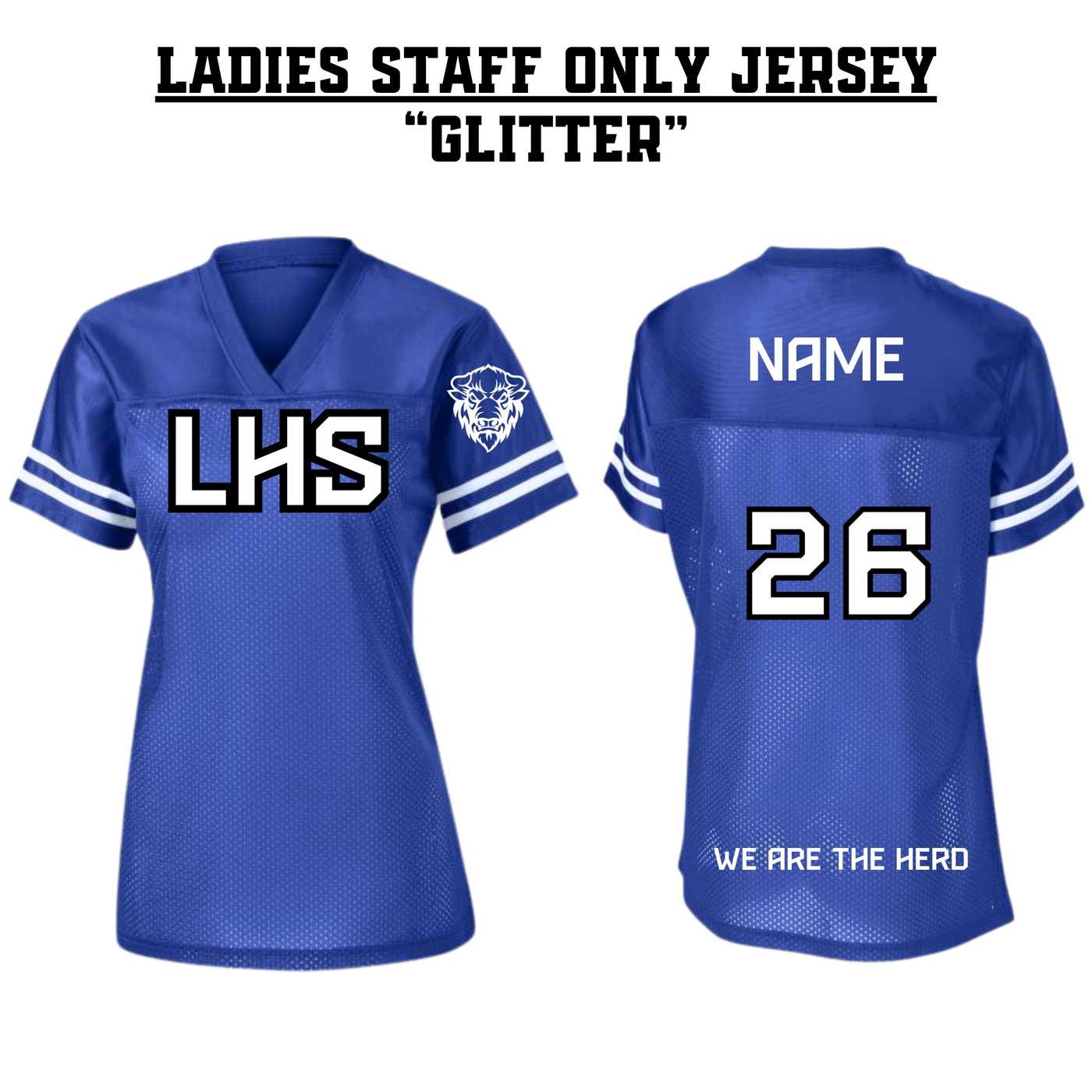 STAFF ONLY LHS Ladies Football Jersey - BLUE GLITTER