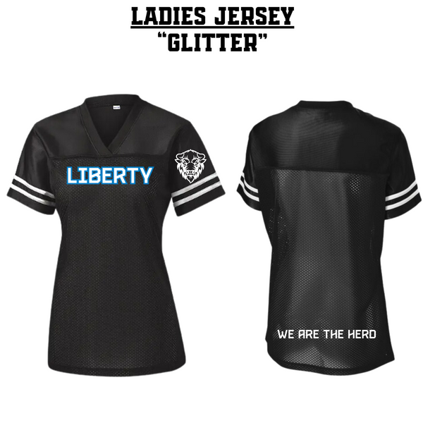 CUSTOM Liberty Ladies Football Jersey - BLACK GLITTER