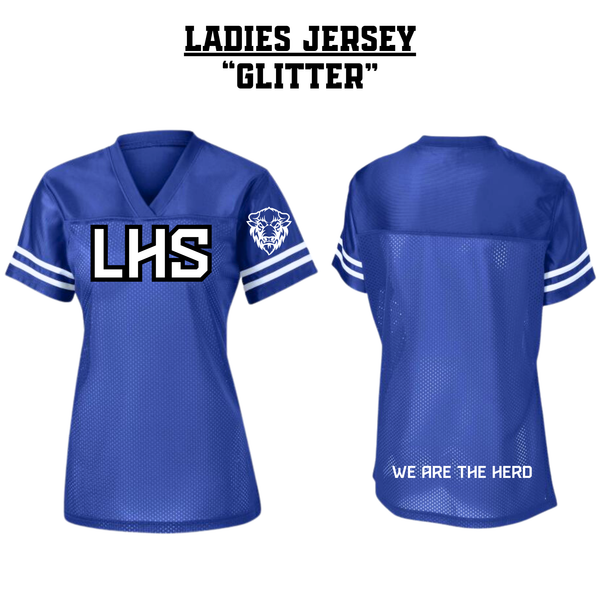 CUSTOM LHS Ladies Football Jersey - BLUE GLITTER