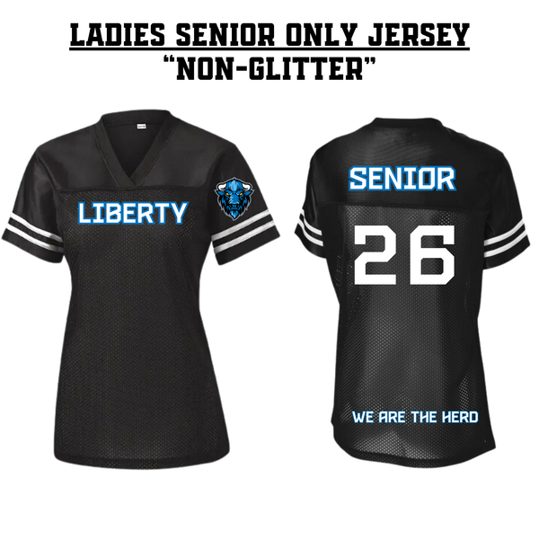 CUSTOM SENIOR Liberty Ladies Football Jersey - BLACK NON-GLITTER