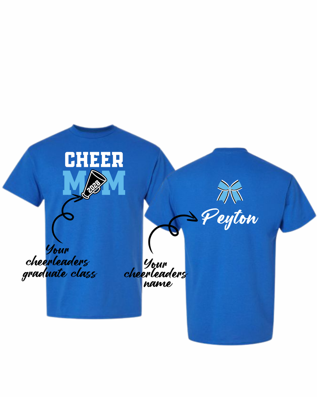 CUSTOM Cheer Mom T-shirt Royal Blue