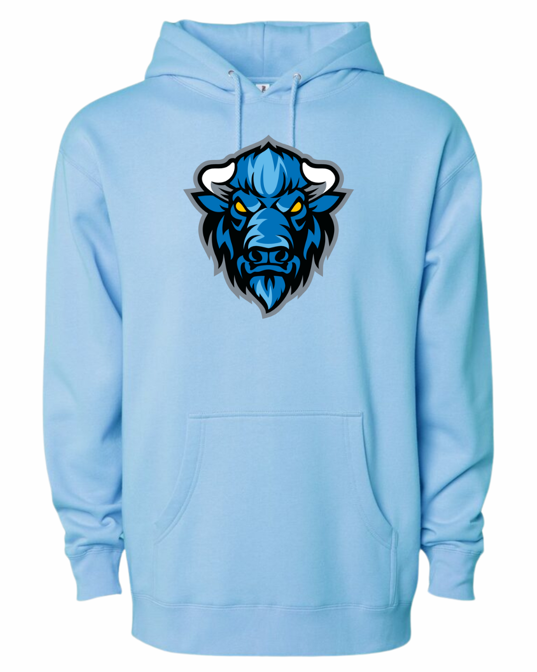 CUSTOM Bison Logo Hoodie - Light Blue