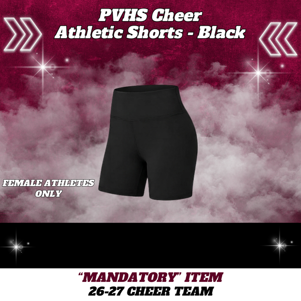 26-27 Cheer Team Athletic Cheer Shorts - BLACK - FEMALE Athletes ONLY