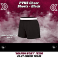 26-27 Cheer Team Cotton Cheer Shorts - BLACK - MALE Athletes ONLY