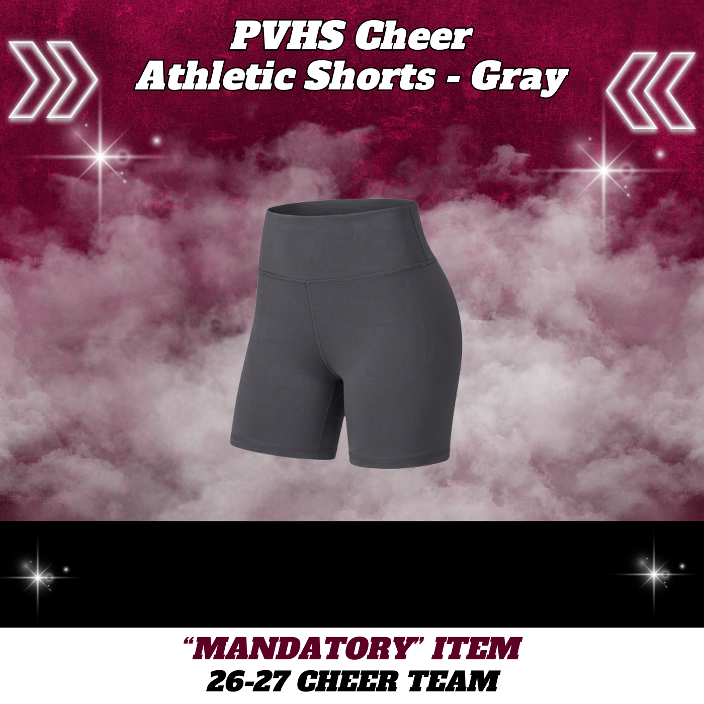 26-27 Cheer Team Athletic Cheer Shorts - GRAY