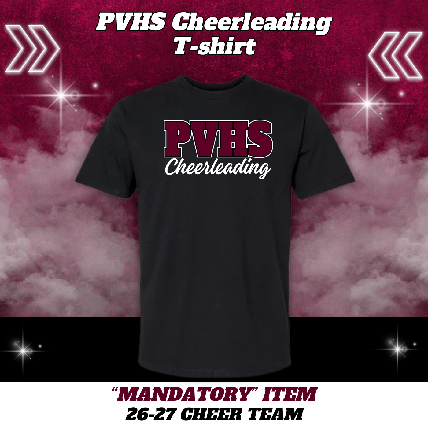 26-27 Cheer Team PVHS Cheerleading T-Shirt - BLACK