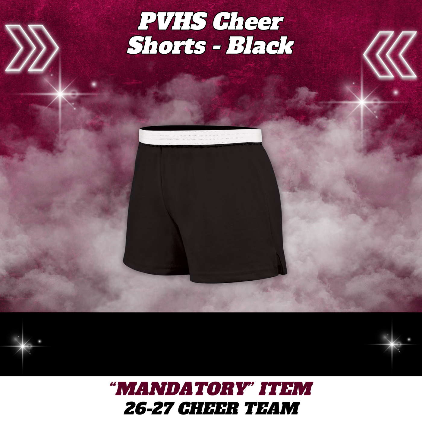 26-27 Cheer Team Black Cheer Shorts