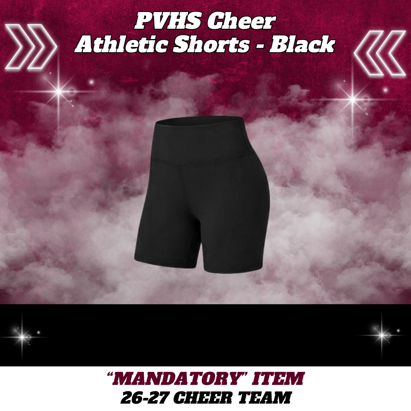 26-27 Cheer Team Black Athletic Cheer Shorts