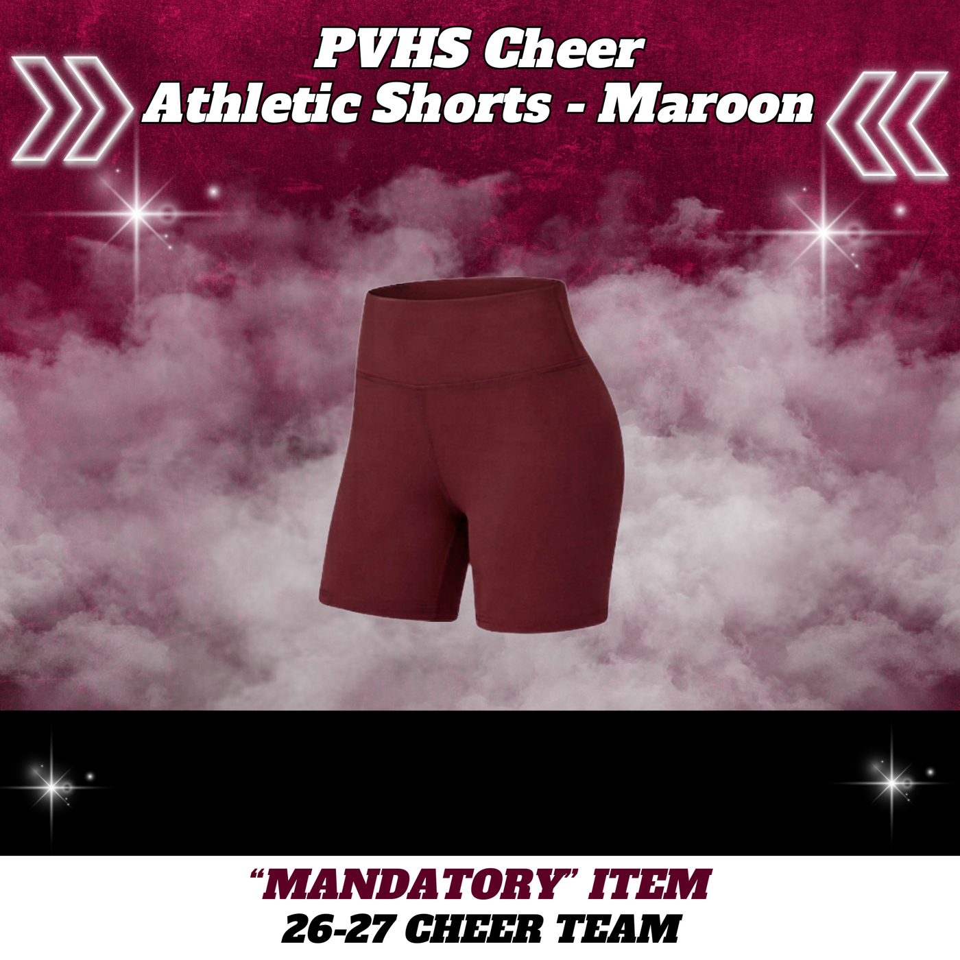 26-27 Cheer Team Maroon Athletic Cheer Shorts