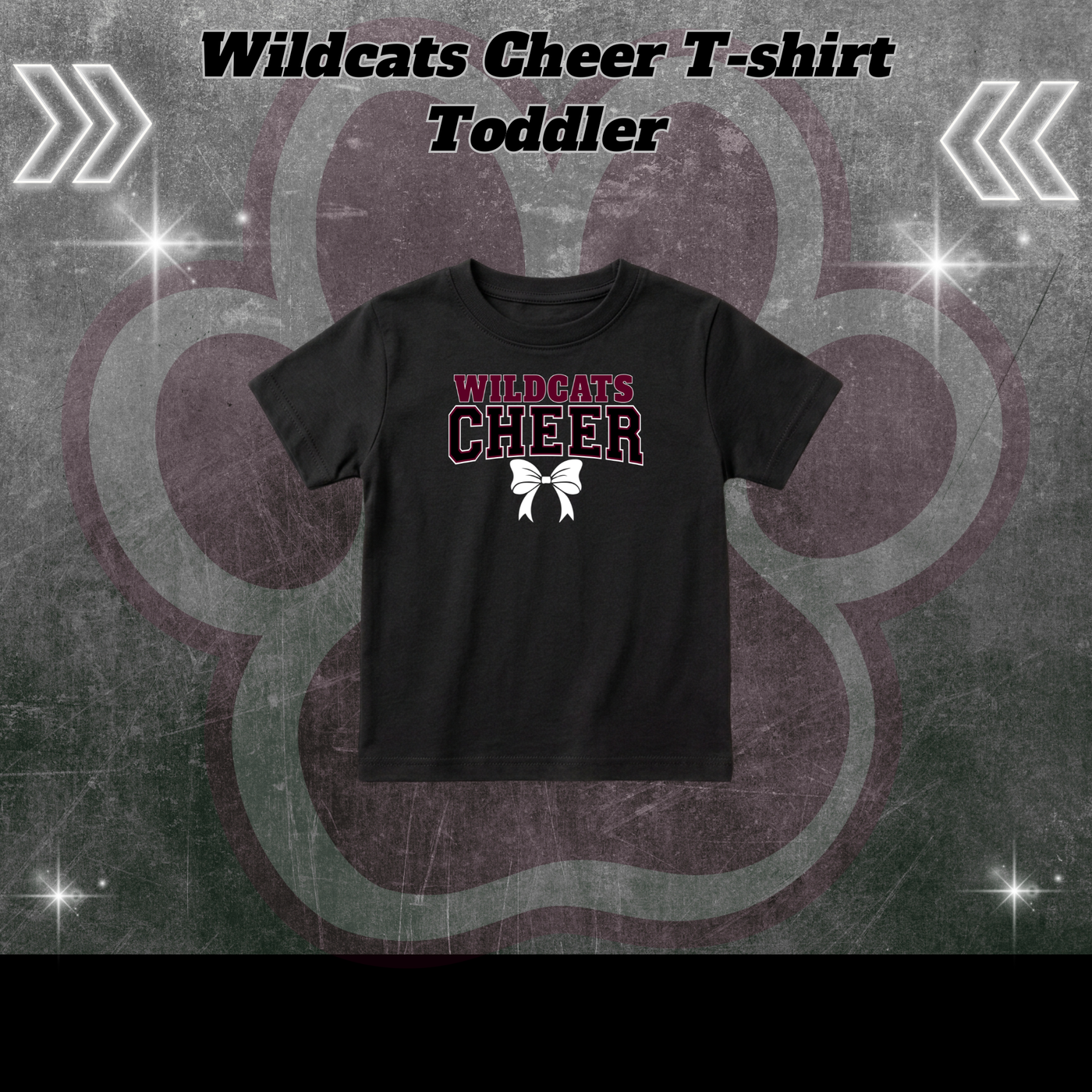 Toddler Wildcats Cheer Bow T-Shirt - BLACK