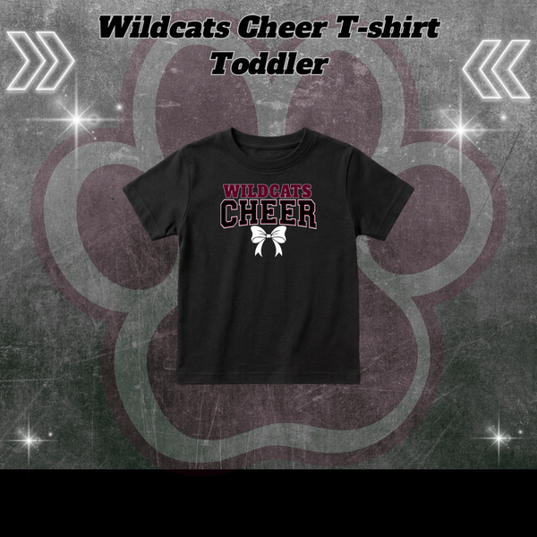 Toddler Wildcats Cheer Bow T-Shirt - BLACK