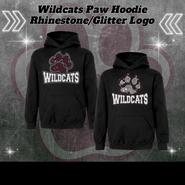 Wildcats Paw Rhinestone/Glitter Hoodie