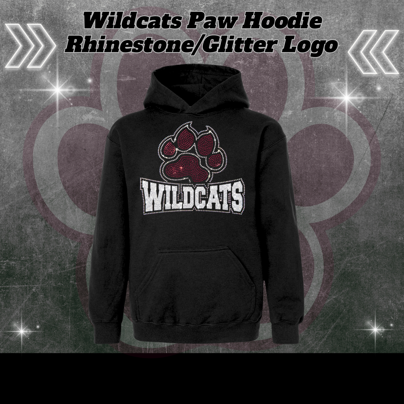 Wildcats Paw Rhinestone/Glitter Hoodie