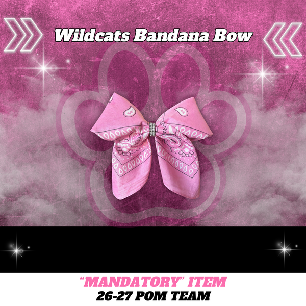 26-27 Wildcats Pink Bandana Bow - Pom Team