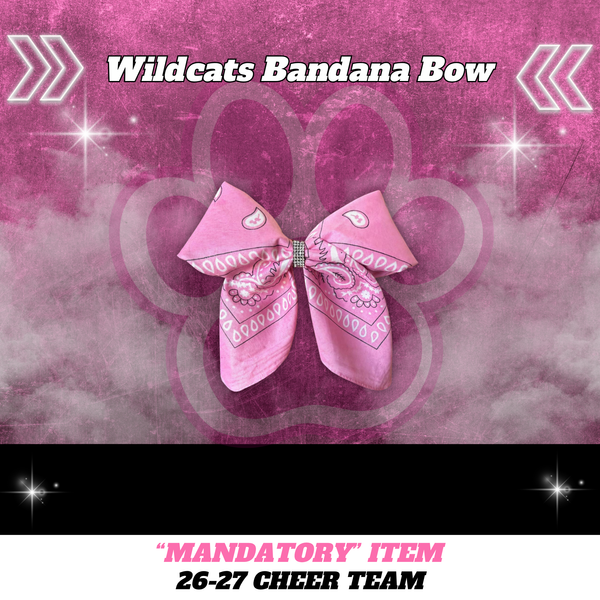 26-27 Wildcats Pink Bandana Bow - Cheer Team