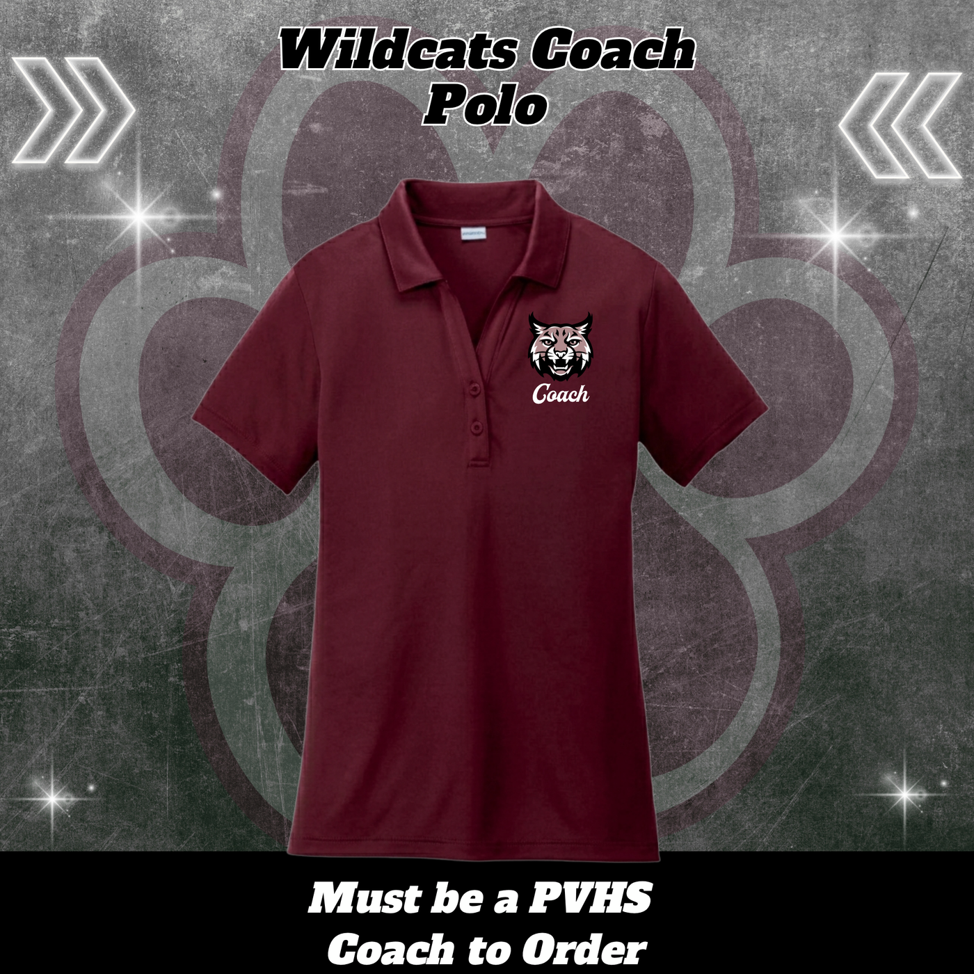 WOMENS CUSTOM Wildcats Polo - MAROON - Coaches ONLY