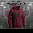 GLITTER Wildcats Pom Hoodie - MAROON