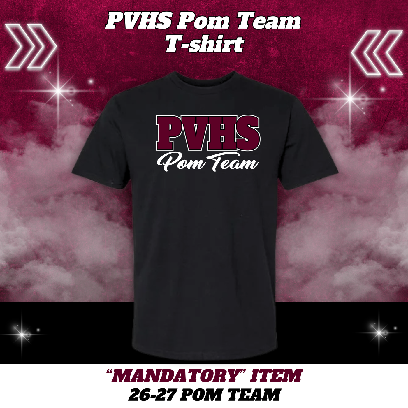 26-27 Pom Team PVHS Pom Team T-Shirt - BLACK