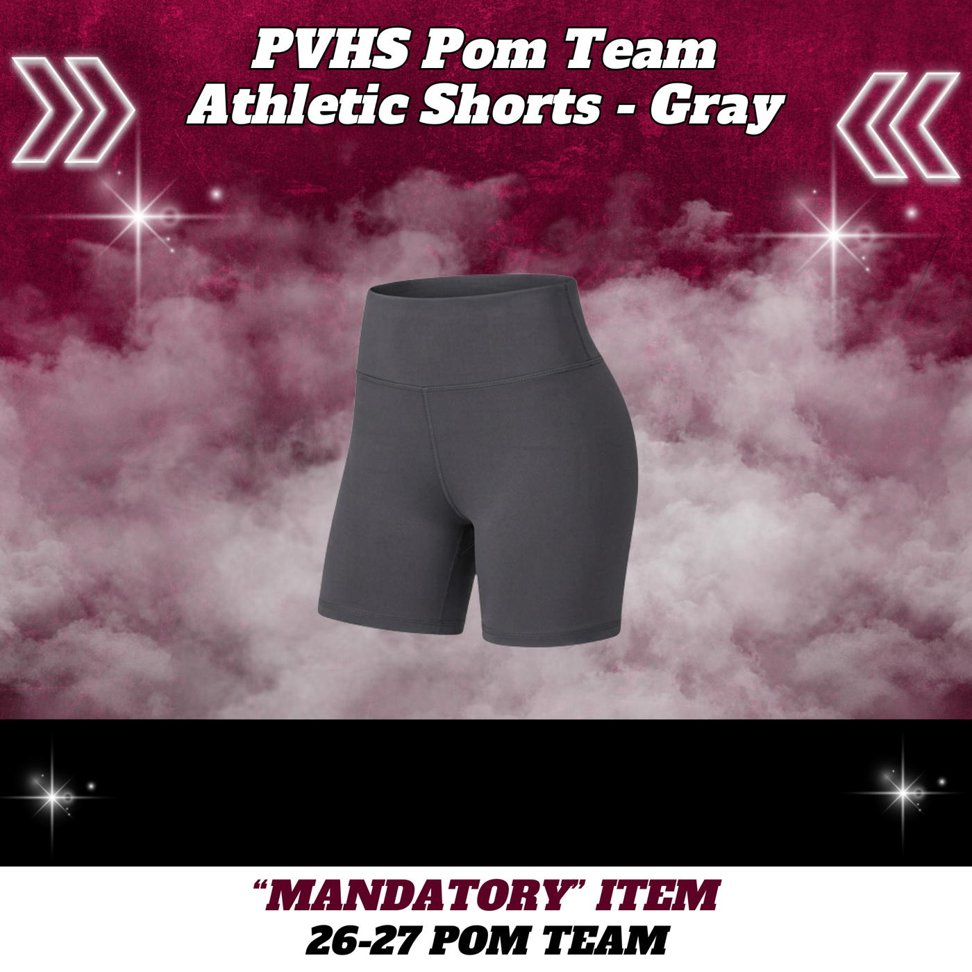 26-27 Pom Team Athletic Pom Shorts - GRAY
