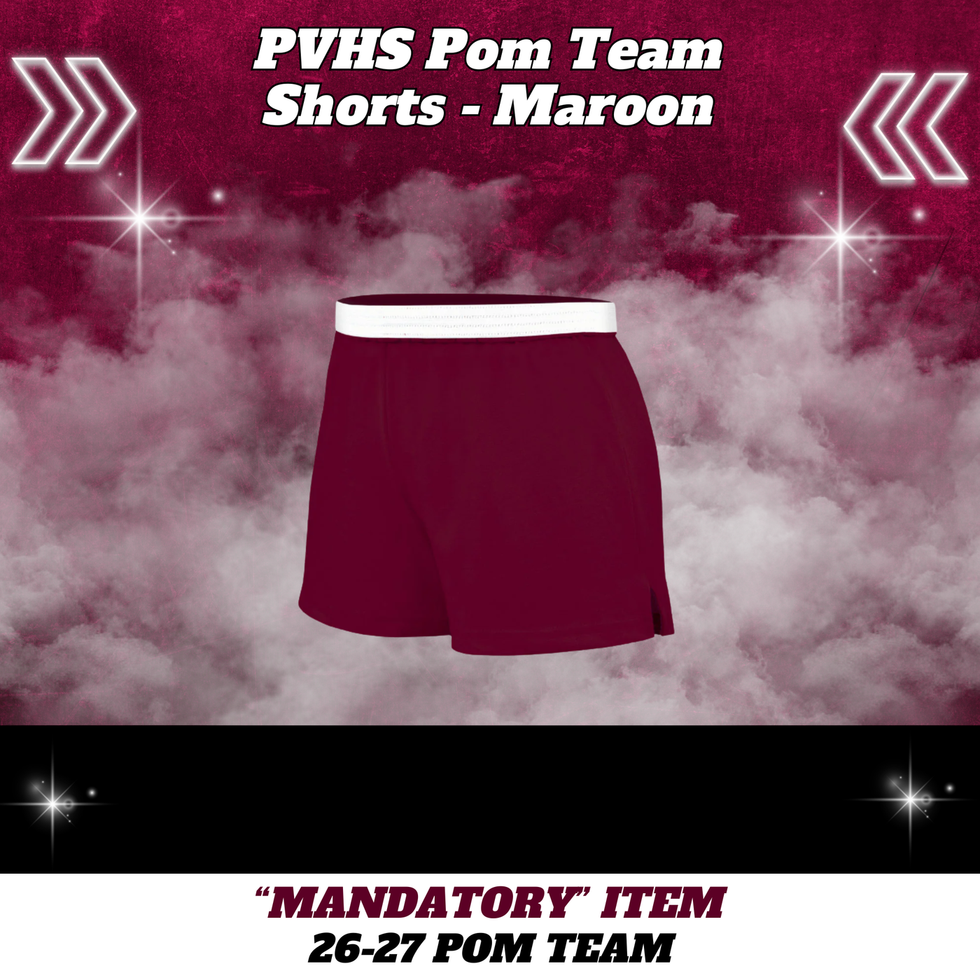 26-27 Pom Team Cotton Pom Shorts - MAROON