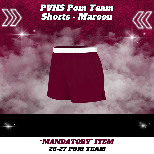 26-27 Pom Team Cotton Pom Shorts - MAROON