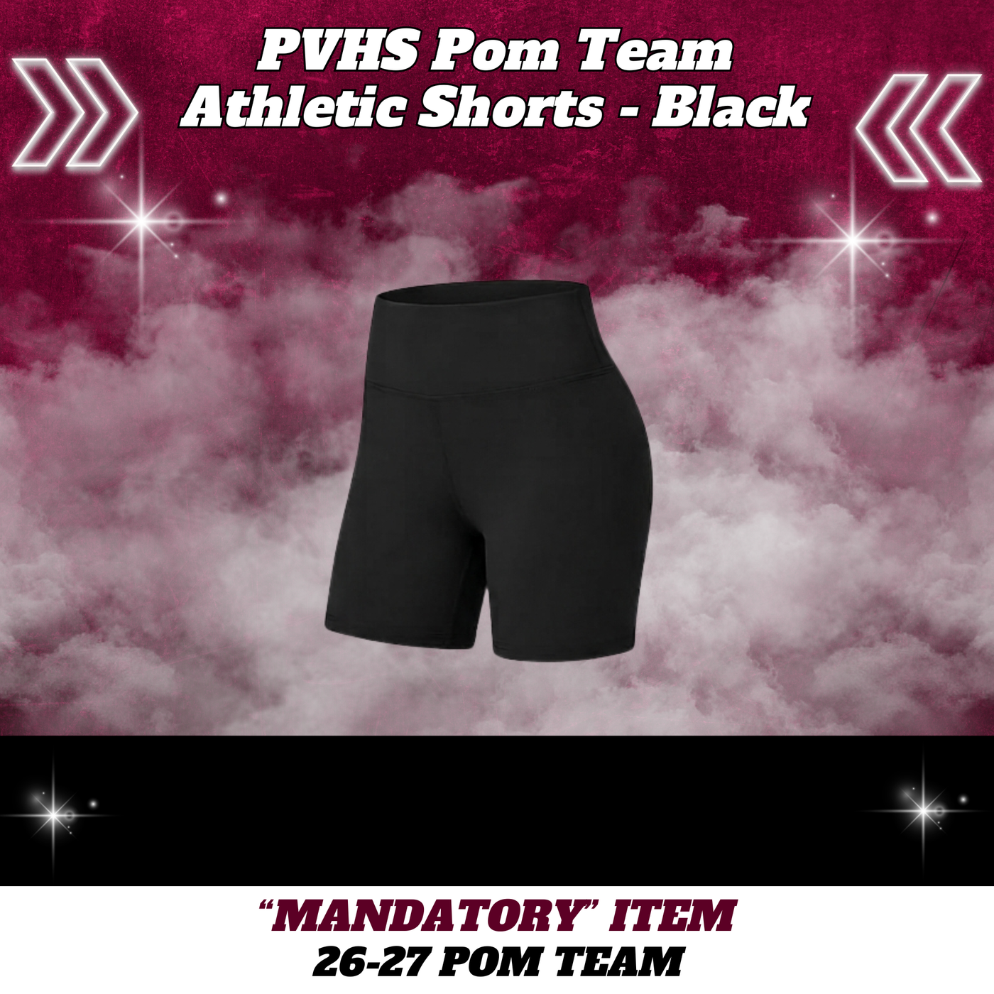 26-27 Pom Team Athletic Pom Shorts - BLACK