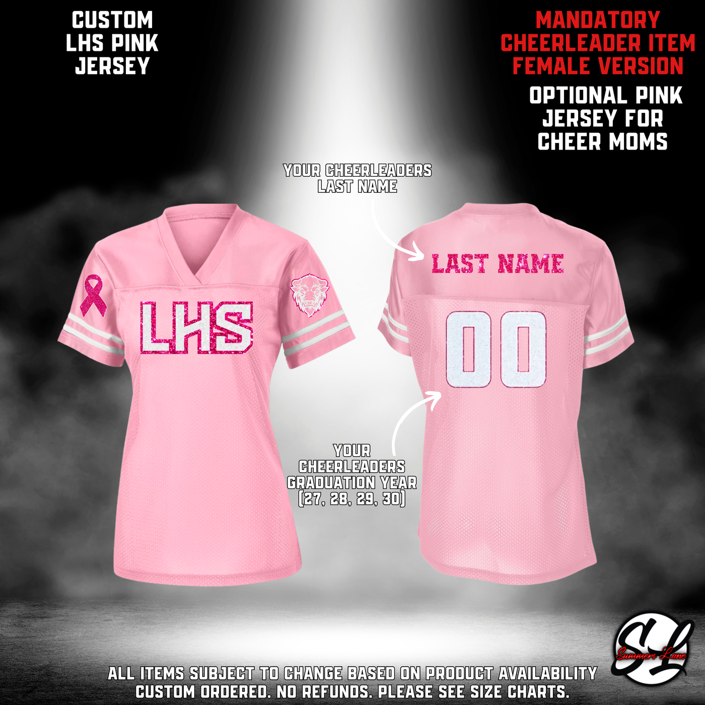 26-27 Cheer Team Custom Liberty Pink Football Jersey
