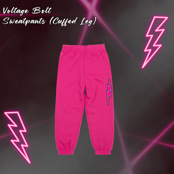Voltage Bolt Sweatpants - ADULT (Cuffed Leg) PINK