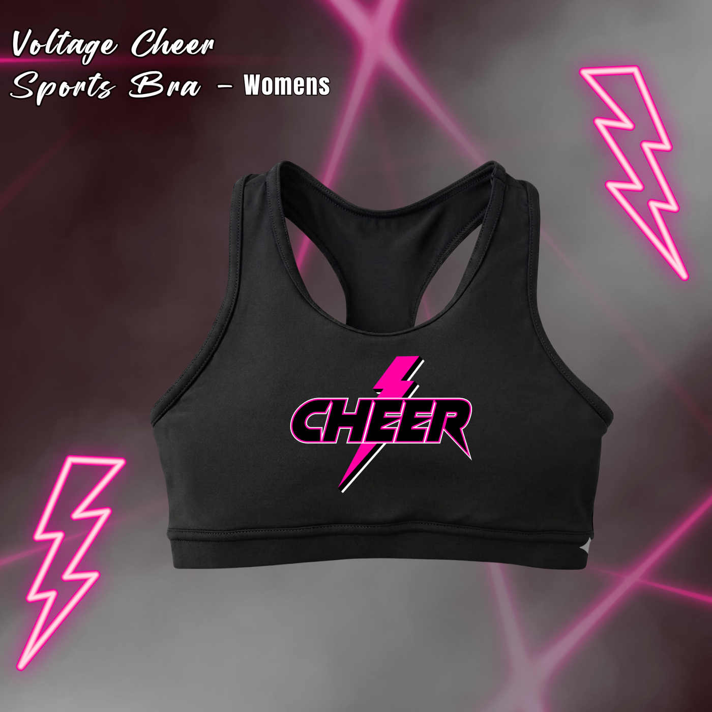 Voltage Cheer Lightening Bolt Sports Bra - Womens